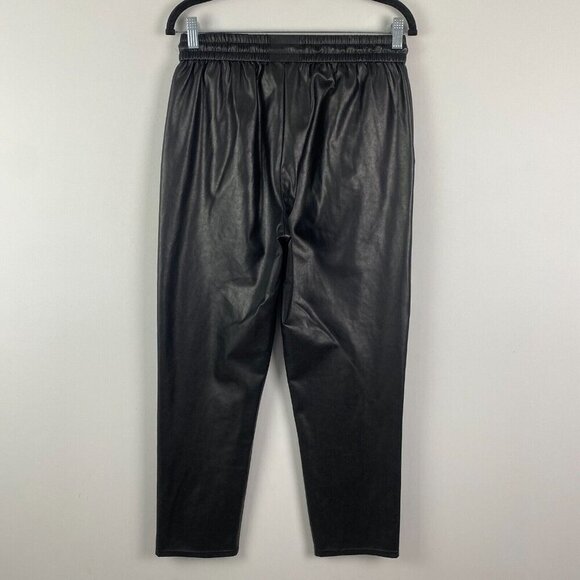 Aritzia Wilfred Free Faux Leather Ankle Pull On Pants Size M Black Drawstring - Picture 5 of 11